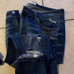 BKE Dark Blue Distressed Skinny Jeans